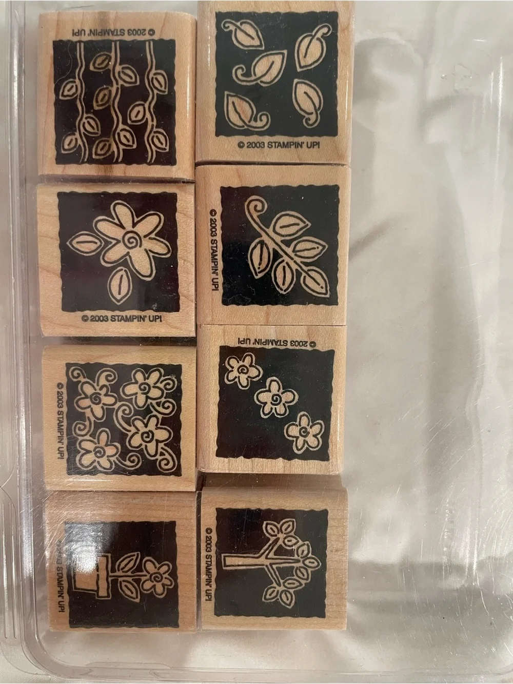 Stampin' Up! Retired Garden Blocks Wooden Stamp Set of 8- NEW UNUSED